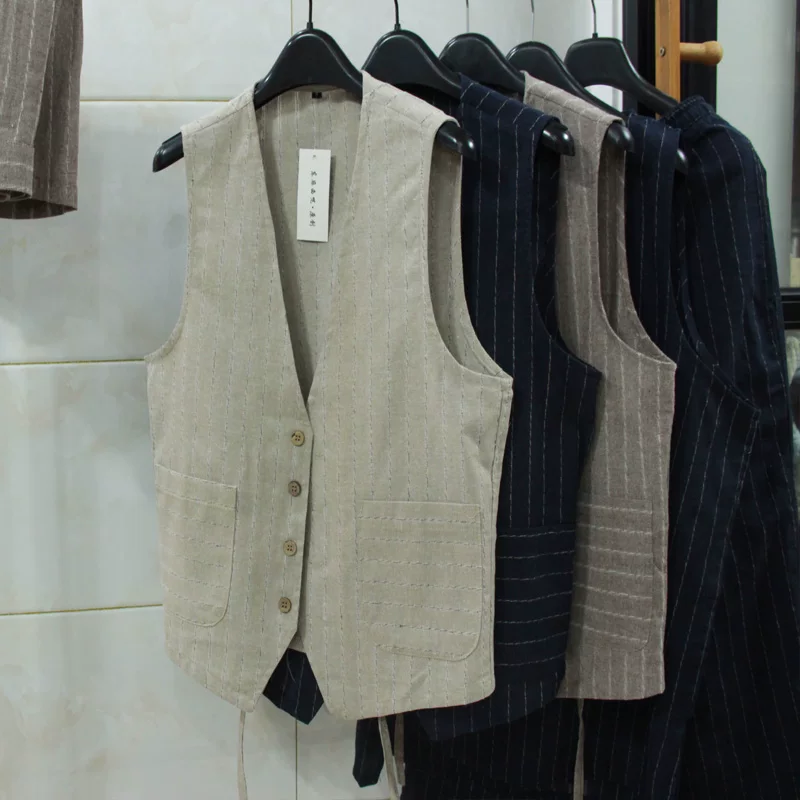 Men Linen Formal Wear - Britische Casual Leinenweste für Herren Slim