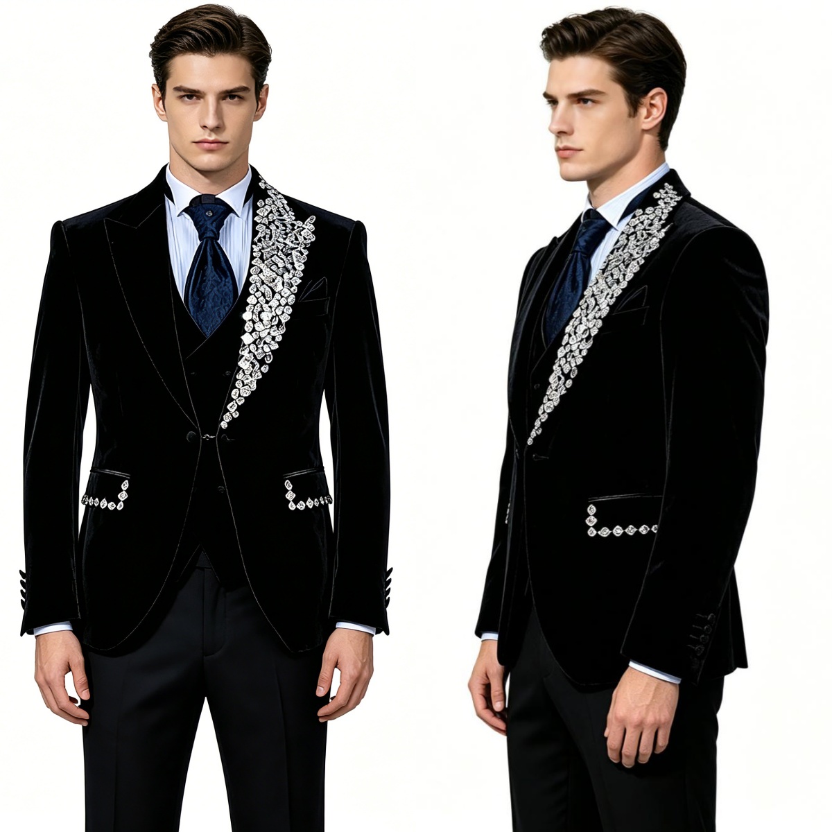Men'S Formal Evening Wear - Formelle Hochzeitsanzüge aus Samt, 2-teiliges Set,