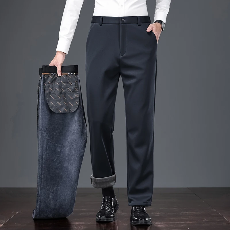 Men'S Formal Wear In Winter - Winter-Thermo-Herrenhose Weiches Plüsch-Innenfutter Knitterresistent Maßgeschneiderte Passform