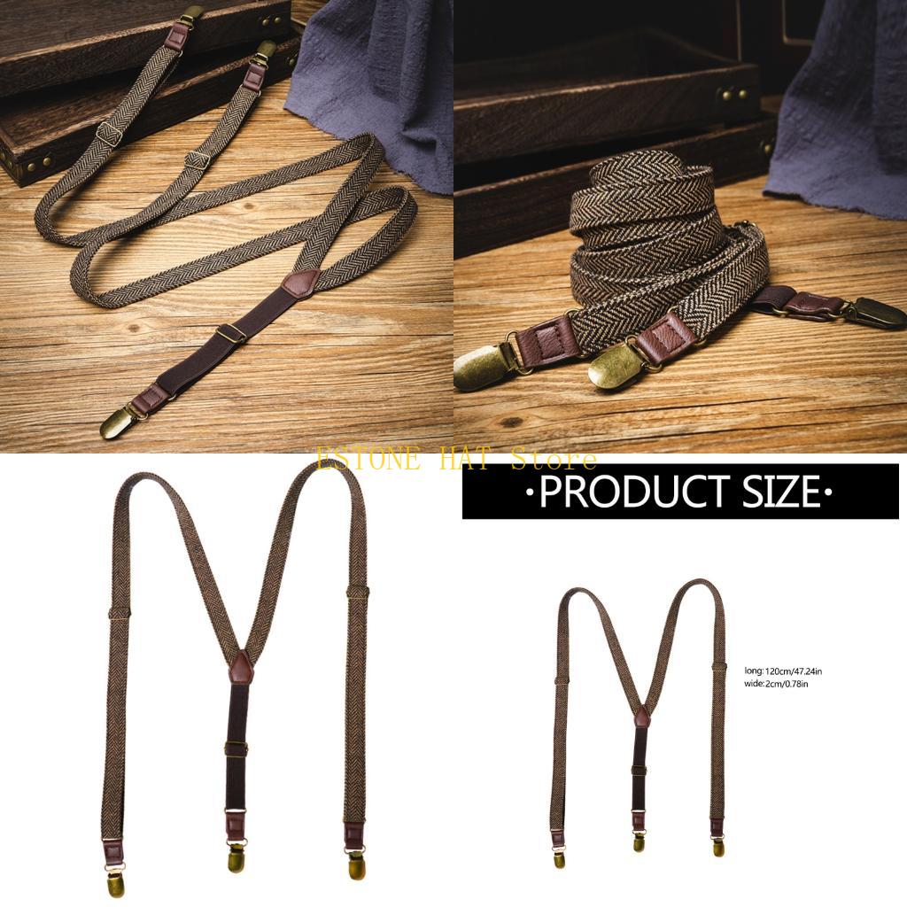 Men'S Formal Wear With Suspenders - 49MF Herren-Hosenträger, elastisch, 3-Clip-Design, Jacquard-Clip-On, bequeme