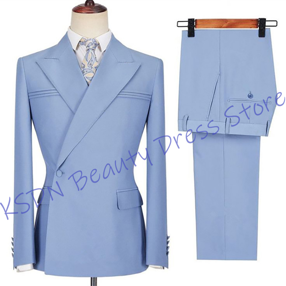 Men'S Formal Evening Wear - Eleganter Herrenanzug in Himmelblau, Slim Fit,