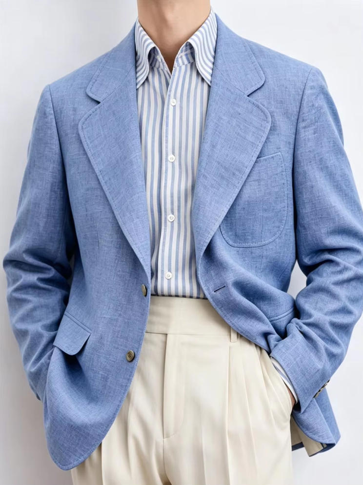 Men Linen Formal Wear - Only Linen Herren-Blazer, 1 Stück, Business-Casual-Anzugjacke,