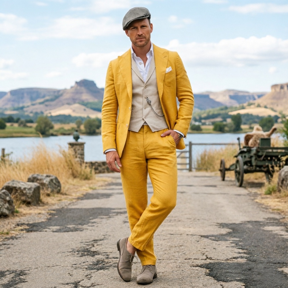 Salbeigrüner Leinenanzug für H – Men Linen Formal Wear Bewertung und Preis