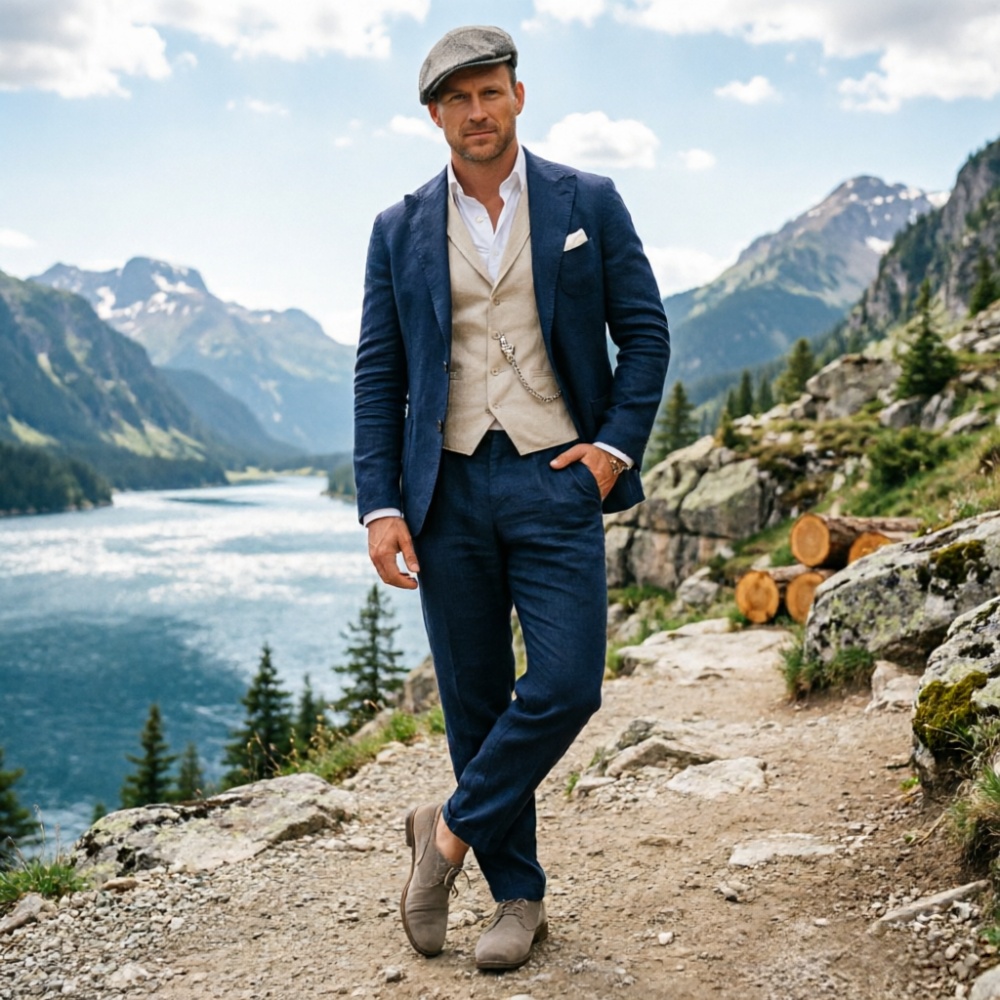 Salbeigrüner Leinenanzug für H – Men Linen Formal Wear Bewertung und Preis