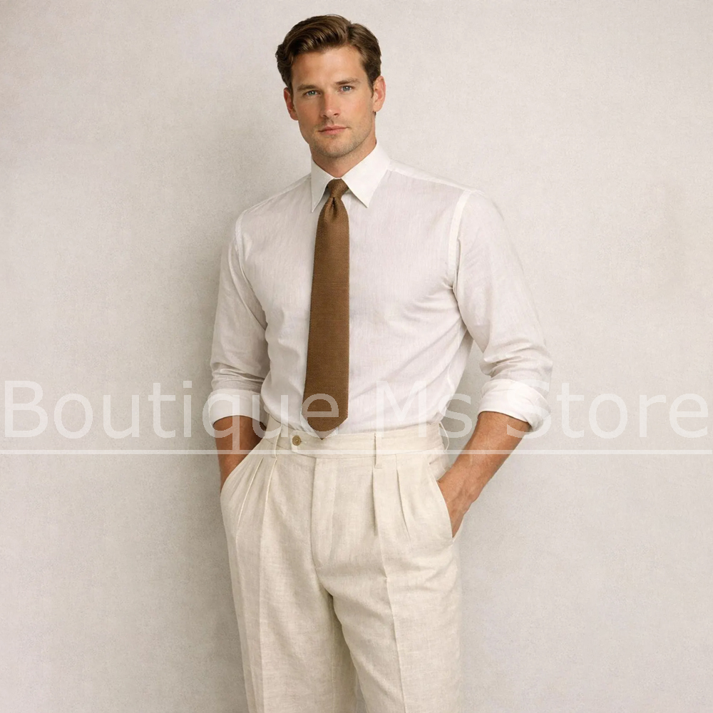 Modischer Herren-Leinenanzug 3 – Men Linen Formal Wear Bewertung und Preis