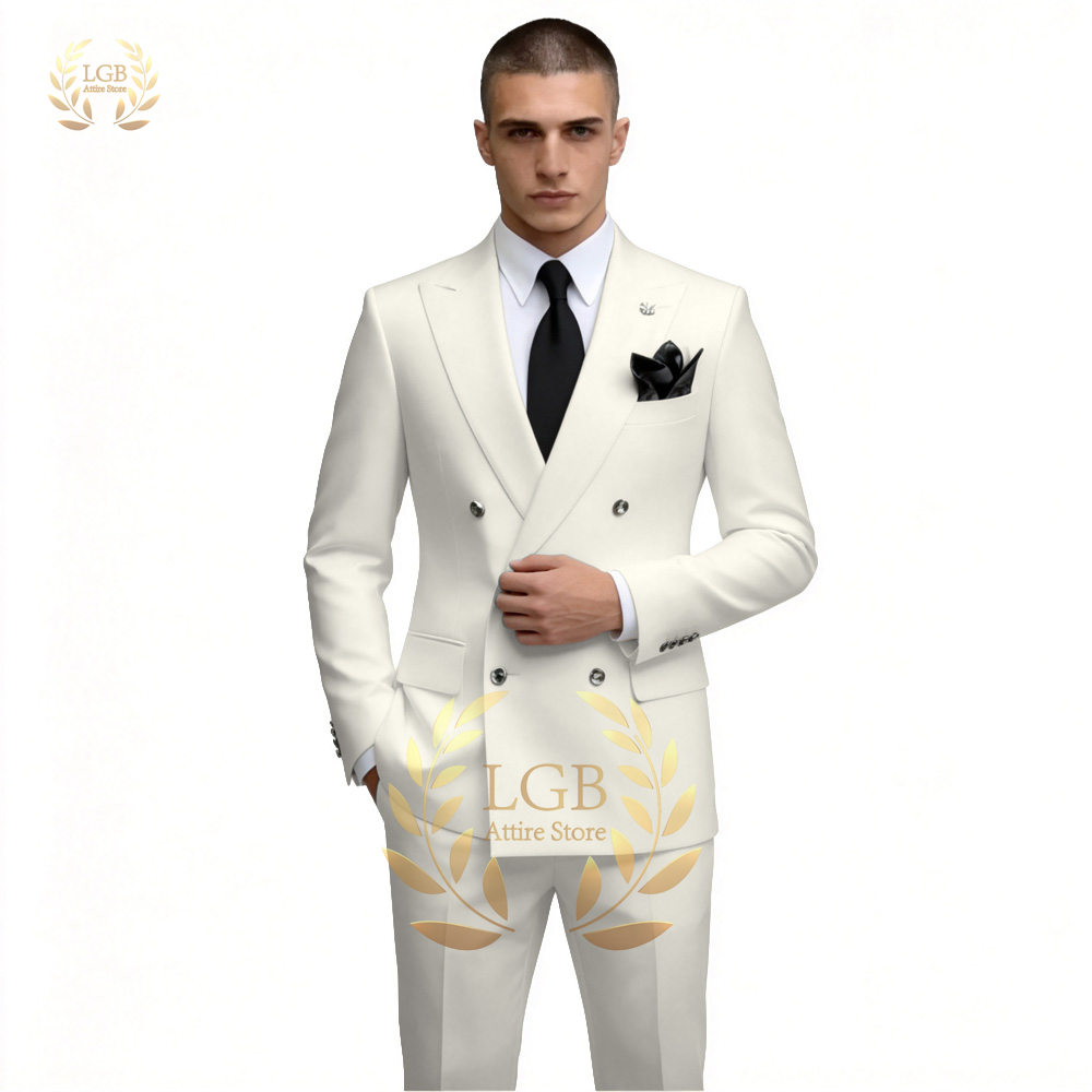 Herren Weißer Zweireiher Anzug – Men'S Formal Evening Wear Bewertung und Preis