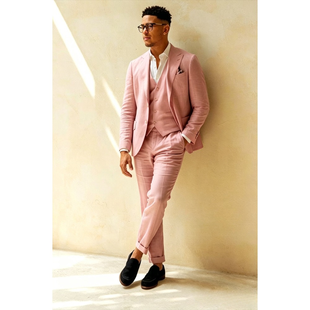 Salbeigrüner Leinen-Hochzeitsa – Men Linen Formal Wear Bewertung und Preis